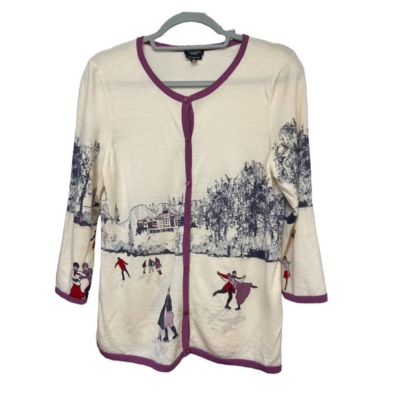 Talbots Cream and Purple Women's Sweater - Picture 1 of 11